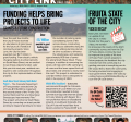 Front cover of a newsletter publication. Describing the results of a municipal election and ways to stay connected with the City