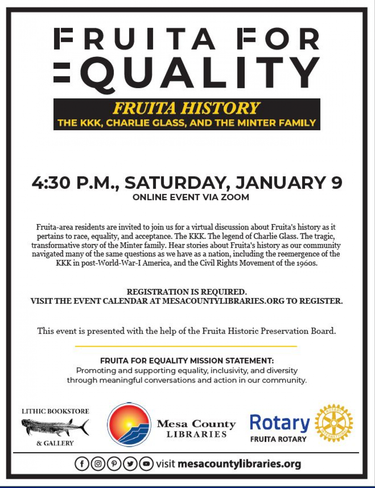 Fruita for Equality Event Fruita History Virtual City of Fruita Colorado